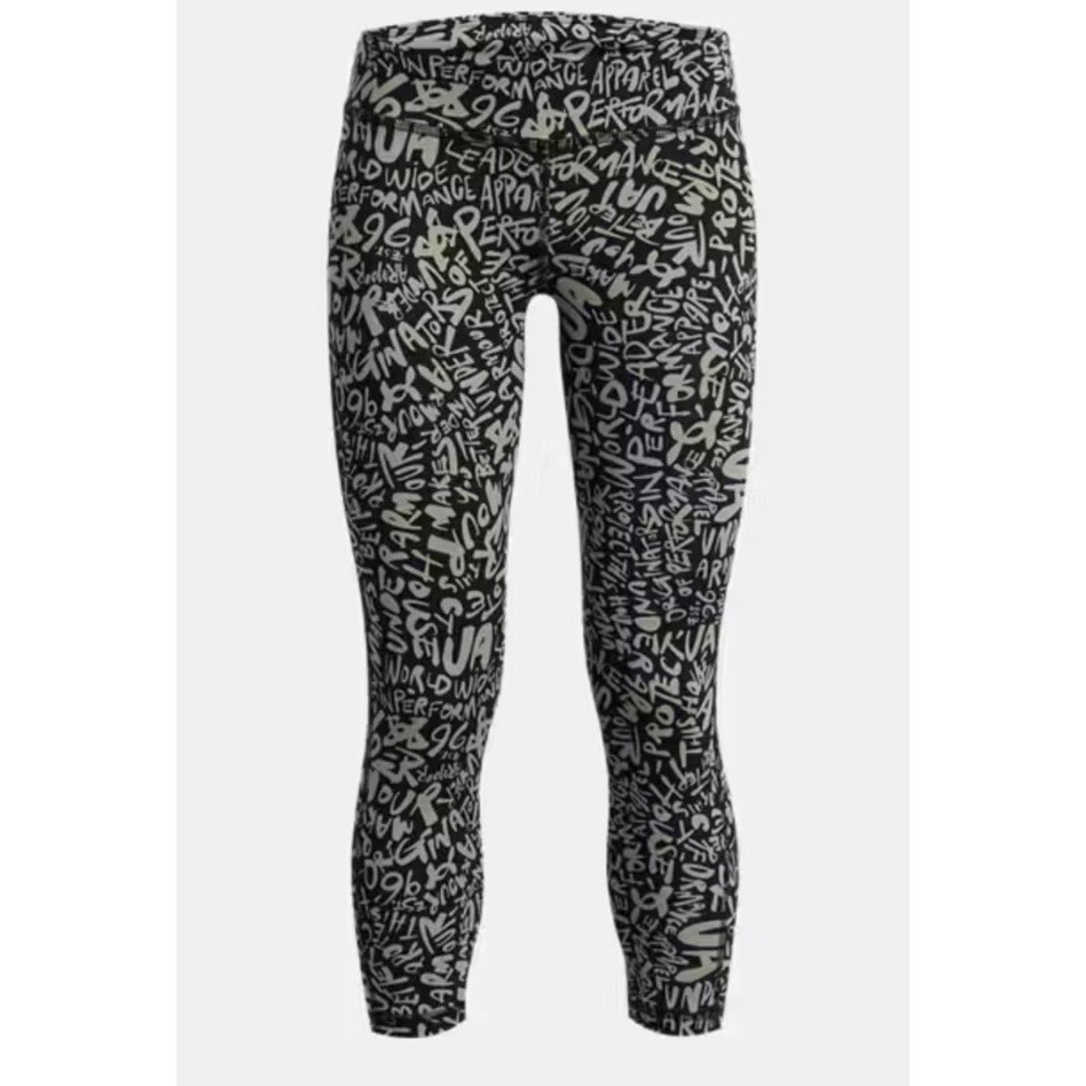 Under Armour Girls Leggings Black Logo Print Size Large NEW